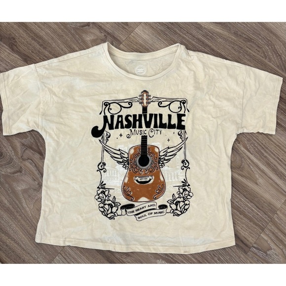 wonder nation Other - Nashville Music City Guitar Wings Graphic T-Shirt Size L 10-12‎